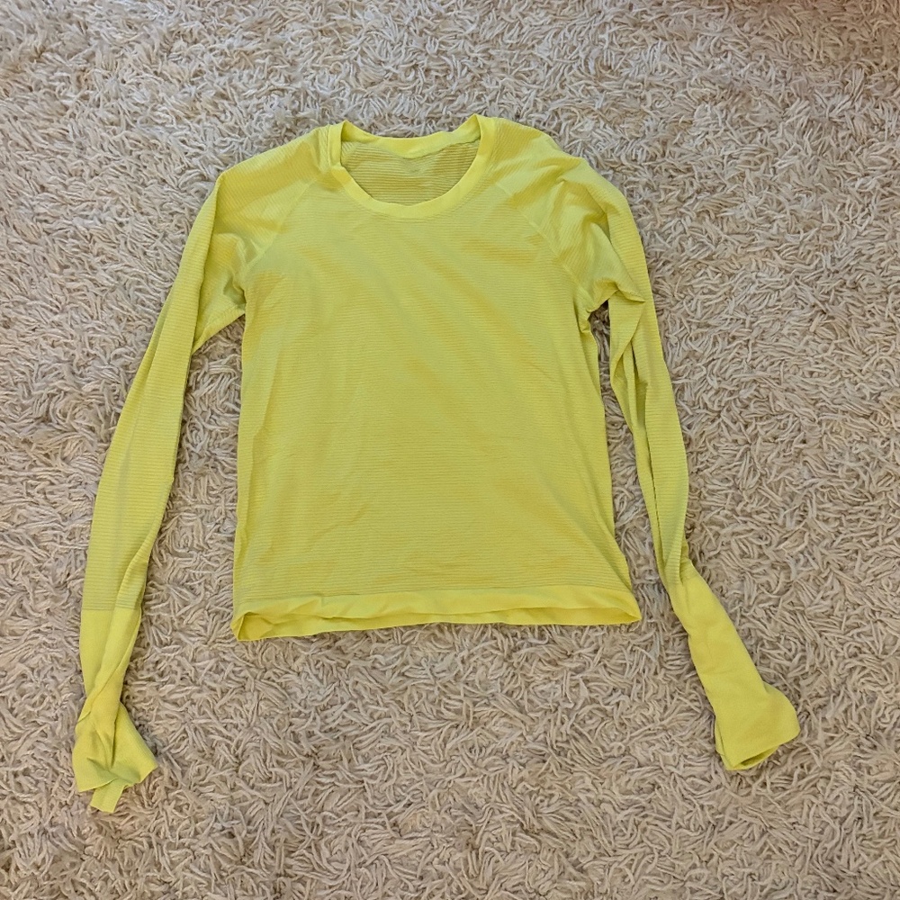 Lululemon neon yellow racer length long sleeve swiftly tech shirt (worn once!)